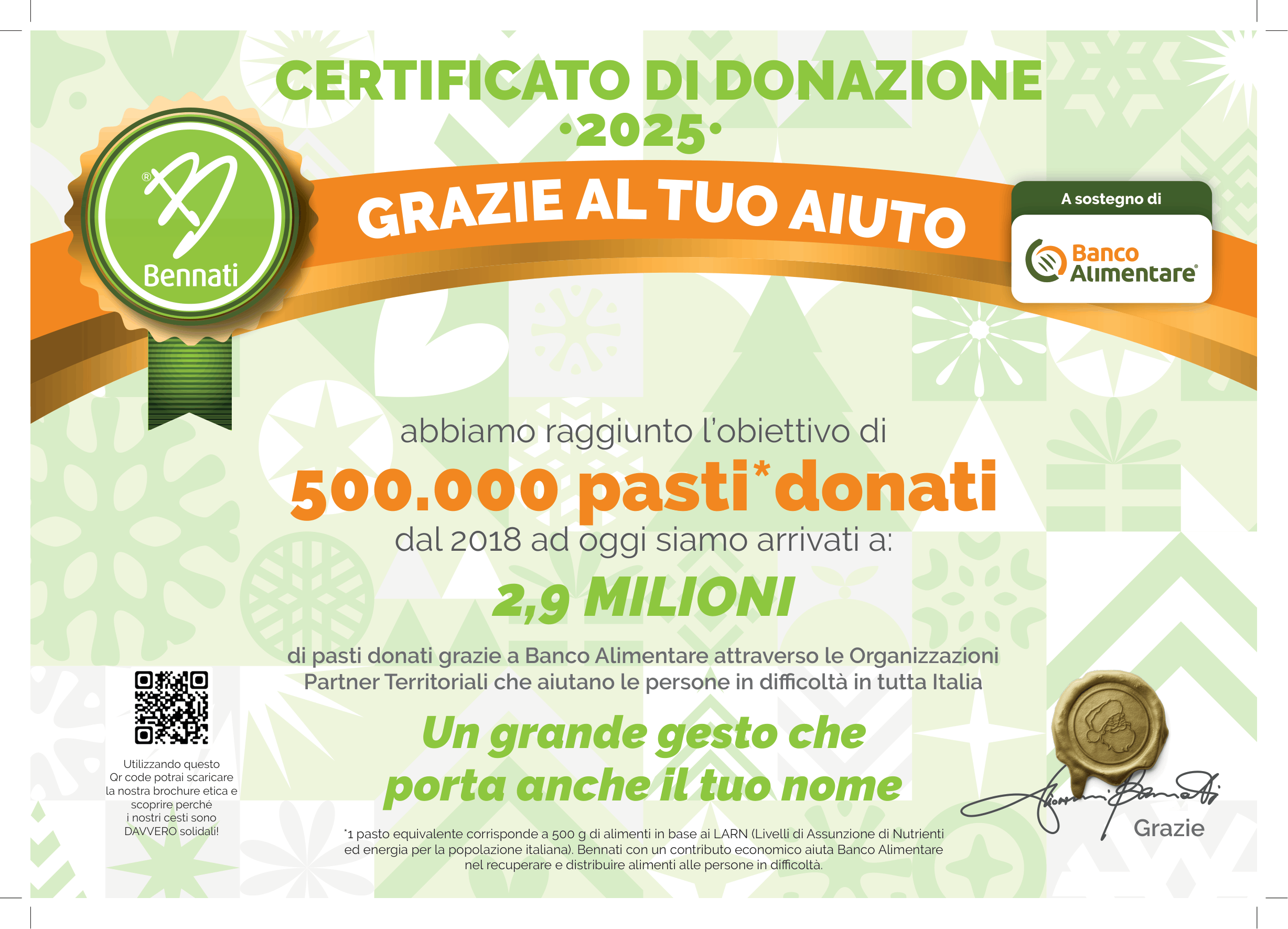 Certificato Banco Alimentare